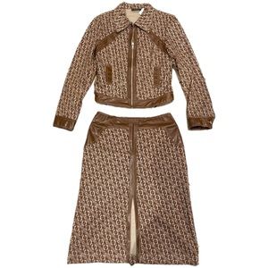 Vintage Morgan De Toi Monogram Skirt and Jacket Set